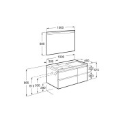 The gap unik 2t+1p lavabo mural asym gche 1000 mm bleu mat/ poignées noires - ROCA A851968548 