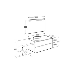 The gap pack 2t pour vasque à gauche 1000mm blanc mat/poignées noires - ROCA A851971509 