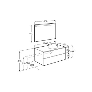 The gap pack 2t pour vasque à droite 1000mm noyer/poignées noires - ROCA A851972517 