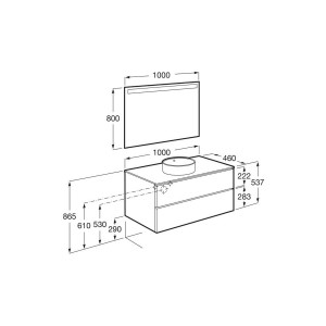The gap pack 2t pour vasque centrée 1000mm city oak/poignées nickel mat - ROCA A851973402 