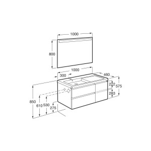 The gap pack 2t + 1p lavabo mural gauche 1000mm city oak/poignées nickel mat - ROCA A851979402 