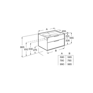 Optica unik 2 tiroirs 600 mm noyer - ROCA A851982517 