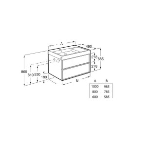 Inspira unik 2 tiroirs 600x490mm magnolia - ROCA A851990556 