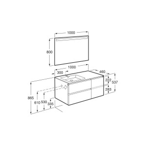 The gap pack 2t+1p 1000 mm asym gche frêne nordic/poignées nickel mat - ROCA A851998434 