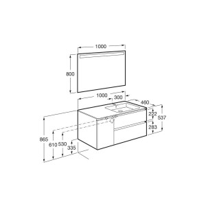 The gap pack 2t + 1p 1000 mm asymétrique droite blanc mat/poignées noires - ROCA A851999509 