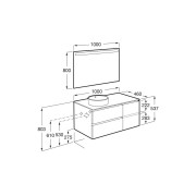 The gap pack 2t + 1p pour vasque à gauche 1000 frêne nordic/poignées nickel mat - ROCA A852000434 