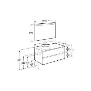 The gap pack 2t + 1p pour vasque à gauche 1000mm noyer/poignées noires - ROCA A852000517 