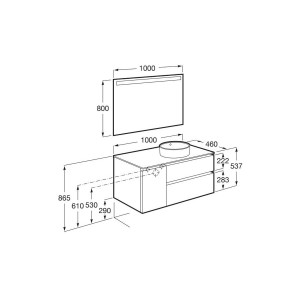 The gap pack 2t + 1p pour vasque à droite 1000 frêne nordic/poignées nickel mat - ROCA A852001434 