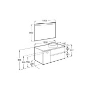 The gap pack 2t+1p pour vasque à droite 1000 blanc brill/poignées alu brillantes - ROCA A852001806 