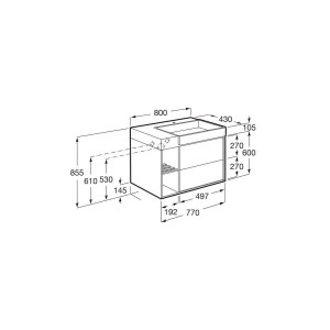 Tura unik (meuble 2 T+2 niches latérales+lav asym cuve à dte) 800 mm orme clair - ROCA A852027565 