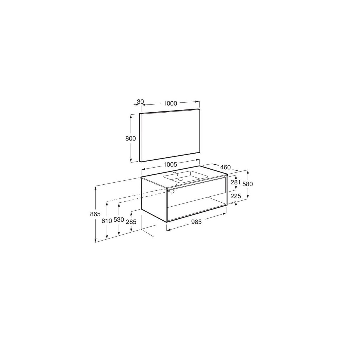 Tenor pack 1t 1 niche inf 1000 mm city oak - ROCA A852088402 