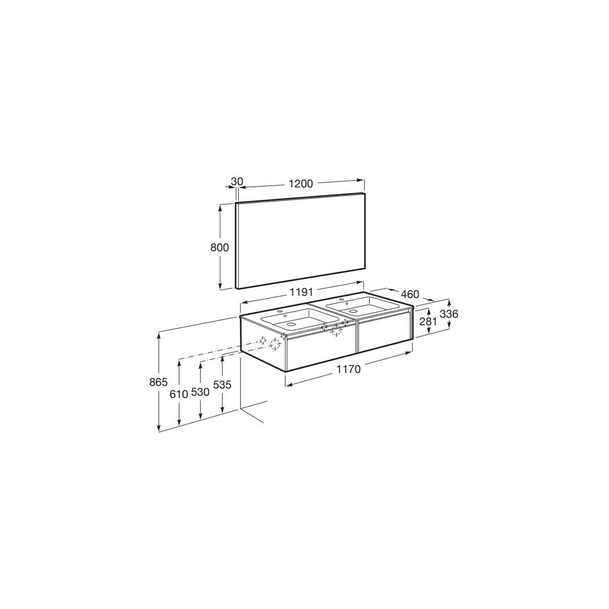 Tenor pack 1t 1 niche inf 1200 mm noyer - ROCA A852094517 