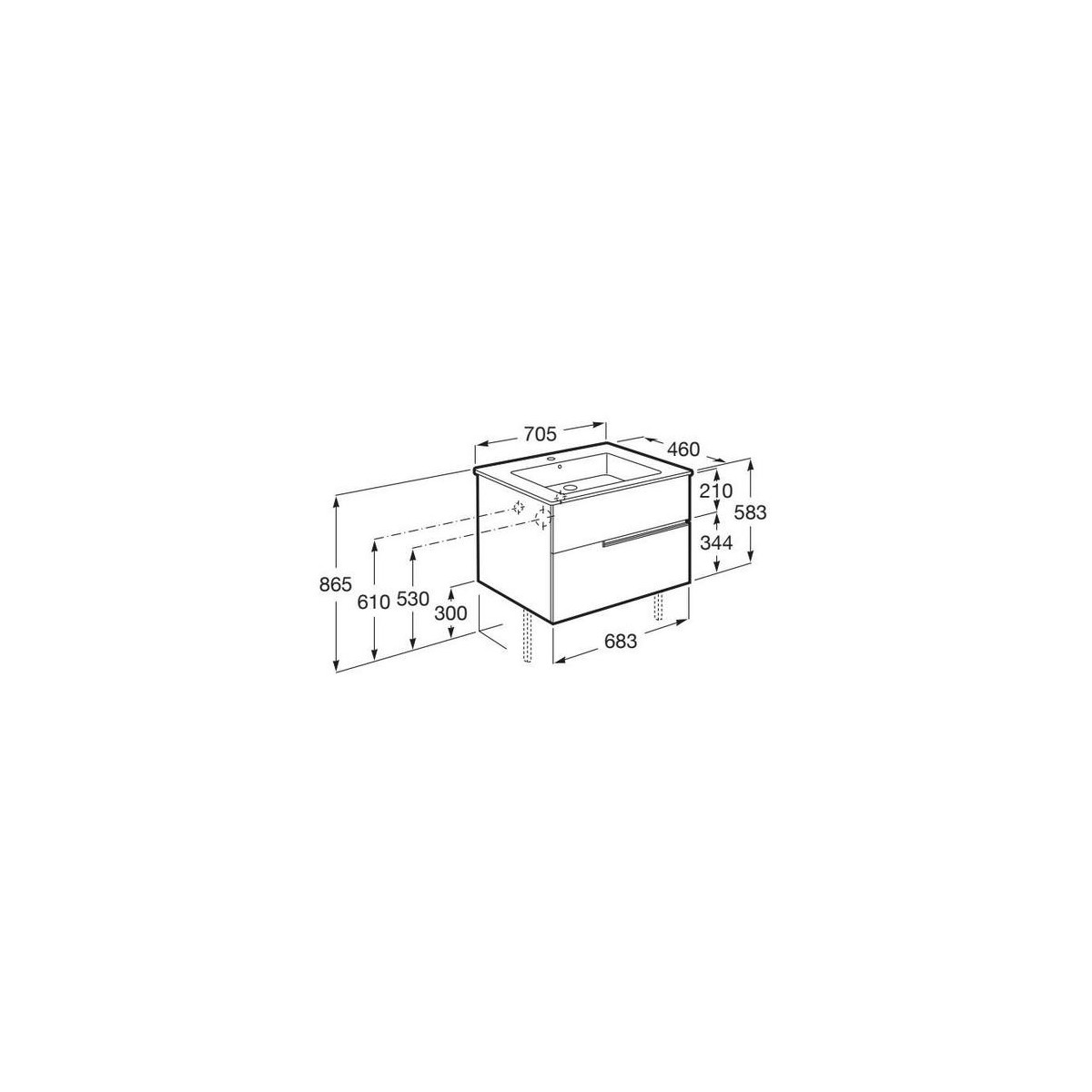 Victoria-n unik (meuble+lavabo) 2 tiroirs 700 mm vert sauge - ROCA A852096564 