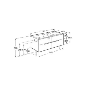 Victoria-n unik (meuble+lavabo) 4 tiroirs 1200 mm noyer - ROCA A852099517 