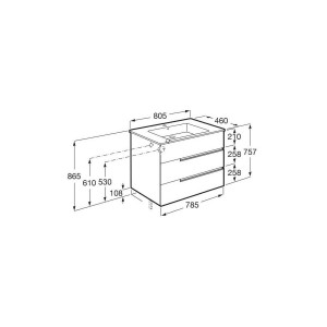 Victoria-n unik (meuble+lavabo) 3 tiroirs 800 mm vert sauge - ROCA A852102564 