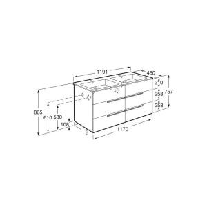 Victoria-n unik (meuble+lavabo) 6 tiroirs 1200 mm vert sauge - ROCA A852104564 