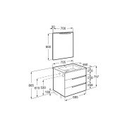 Victoria-n pack (meuble+lavabo+miroir+applique) 3 tiroirs 700 mm blanc mat - ROCA A852111509 