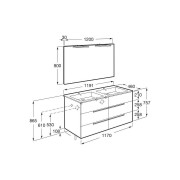 Victoria-n pack (meuble+lavabo+miroir+appliques) 6 tiroirs 1200 mm noyer - ROCA A852114517 