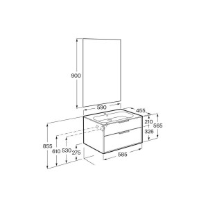 Optica pack 2 tiroirs 600 mm blanc mat - ROCA A852459509 