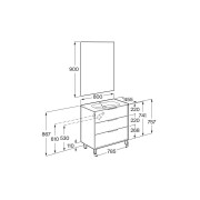 Optica pack 3 tiroirs 800 mm noyer - ROCA A852465517 