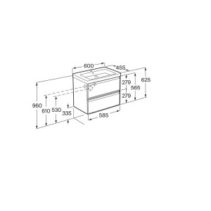 Linea unik (meuble+lavabo) 2 tiroirs 60 cm bleu polaire - ROCA A852488596 