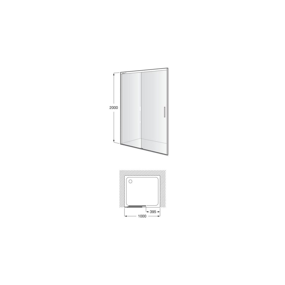 Naray l2-e paroi avec poignée 1000x2000mm noir mat - ROCA AM2823E87D0016NMN 