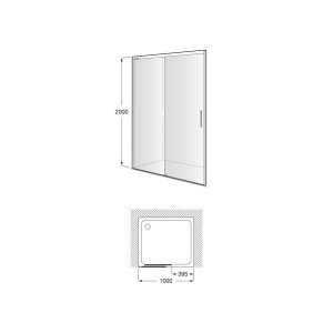 Naray l2-e paroi avec poignée 1000x2000mm noir mat - ROCA AM2823E87D0016NMN 