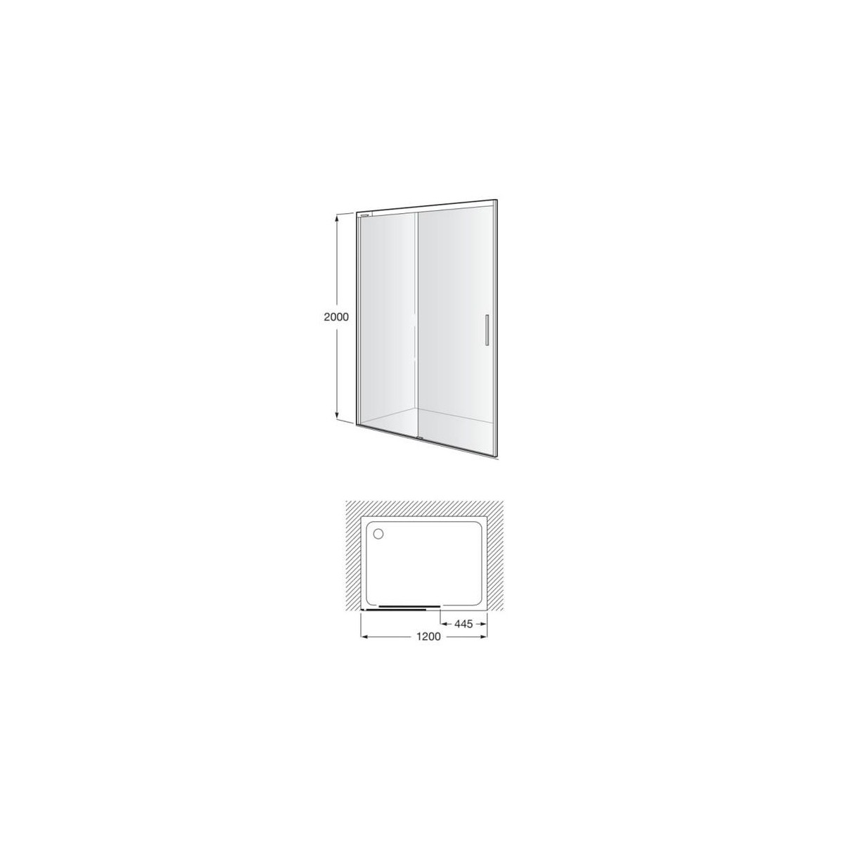 Naray l2-e paroi avec poignée 1200x2000mm noir mat - ROCA AM2824B07D0016NMN 