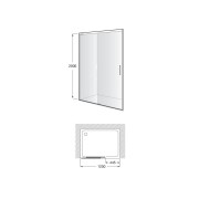 Naray l2-e paroi avec poignée 1200x2000mm noir mat - ROCA AM2824B07D0016NMN 