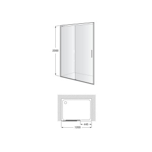 Naray l2-e paroi avec poignée 1200x2000mm noir mat - ROCA AM2824B07D0016NMN 
