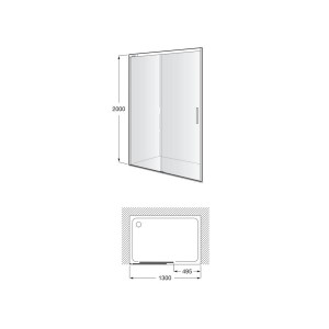 Naray l2-e paroi avec poignée 1300x2000mm argent brillant - ROCA AM2825147D0012NMN 