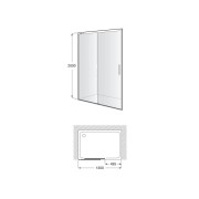 Naray l2-e paroi avec poignée 1300x2000mm noir mat - ROCA AM2825147D0016NMN 