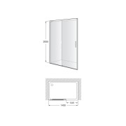 Naray l2-e paroi avec poignée 1400x2000mm noir mat - ROCA AM2825787D0016NMN 