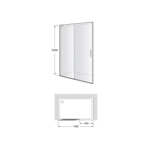 Naray l2-e paroi avec poignée 1400x2000mm noir mat - ROCA AM2825787D0016NMN 