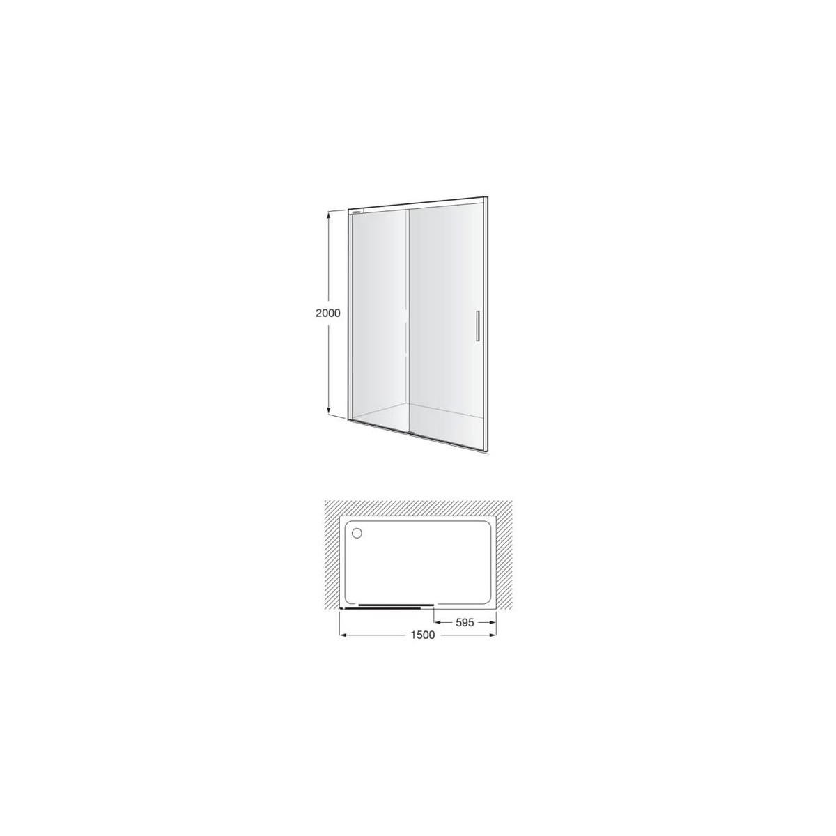 Naray l2-e paroi avec poignée 1500x2000mm noir mat - ROCA AM2825DC7D0016NMN 