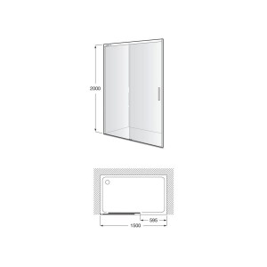 Naray l2-e paroi avec poignée 1500x2000mm noir mat - ROCA AM2825DC7D0016NMN 