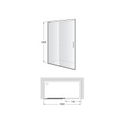 Naray l2-e paroi avec poignée 1800x2000mm argent brillant - ROCA AM2827087D0012NMN 