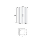 Naray l2 paroi avec poignée 750x2000mm argent brillant - ROCA AM2832EE7D0012NMN 