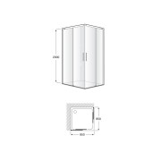 Naray l2 paroi avec poignée 850x2000mm noir mat - ROCA AM2833527D0016NMN 