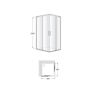 Naray l2 paroi avec poignée 850x2000mm noir mat - ROCA AM2833527D0016NMN 