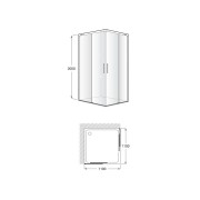 Naray l2 paroi avec poignée 1100x2000mm argent brillant - ROCA AM28344C7D0012NMN 
