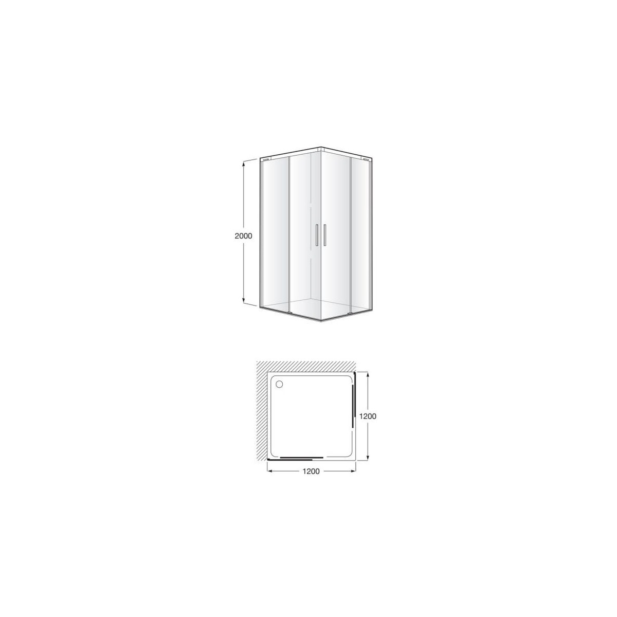 Naray l2 paroi avec poignée 1200x2000mm noir mat - ROCA AM2834B07D0016NMN 