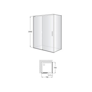 Naray lf paroi 700x2000mm argent brillant - ROCA AM2842BC7D0012NMN 