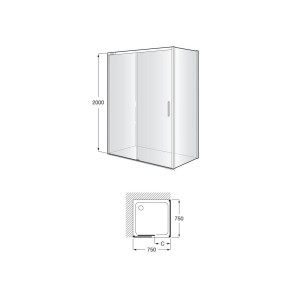 Naray lf paroi 750x2000mm argent brillant - ROCA AM2842EE7D0012NMN 