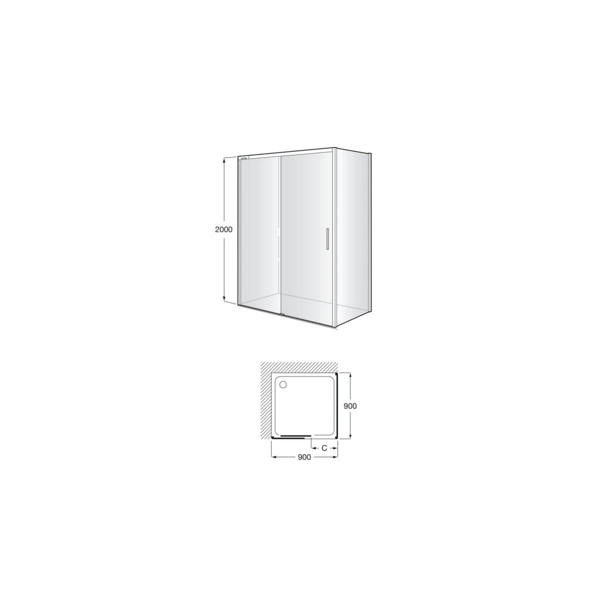 Naray lf paroi 900x2000mm noir mat - ROCA AM2843847D0016NMN 