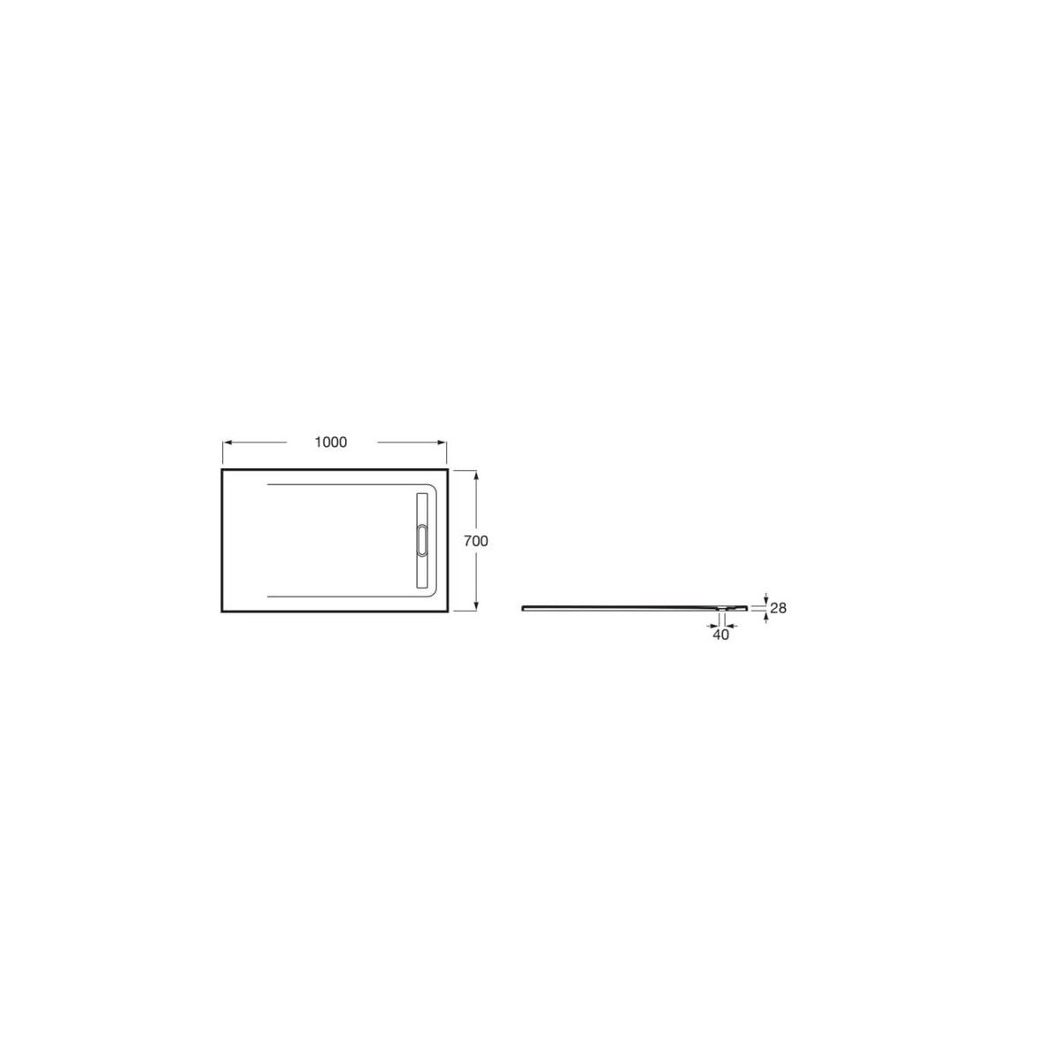 Receveur de douche 1000X700 Gris Ardoise Aquos - ROCA AP6013E82BC01200 