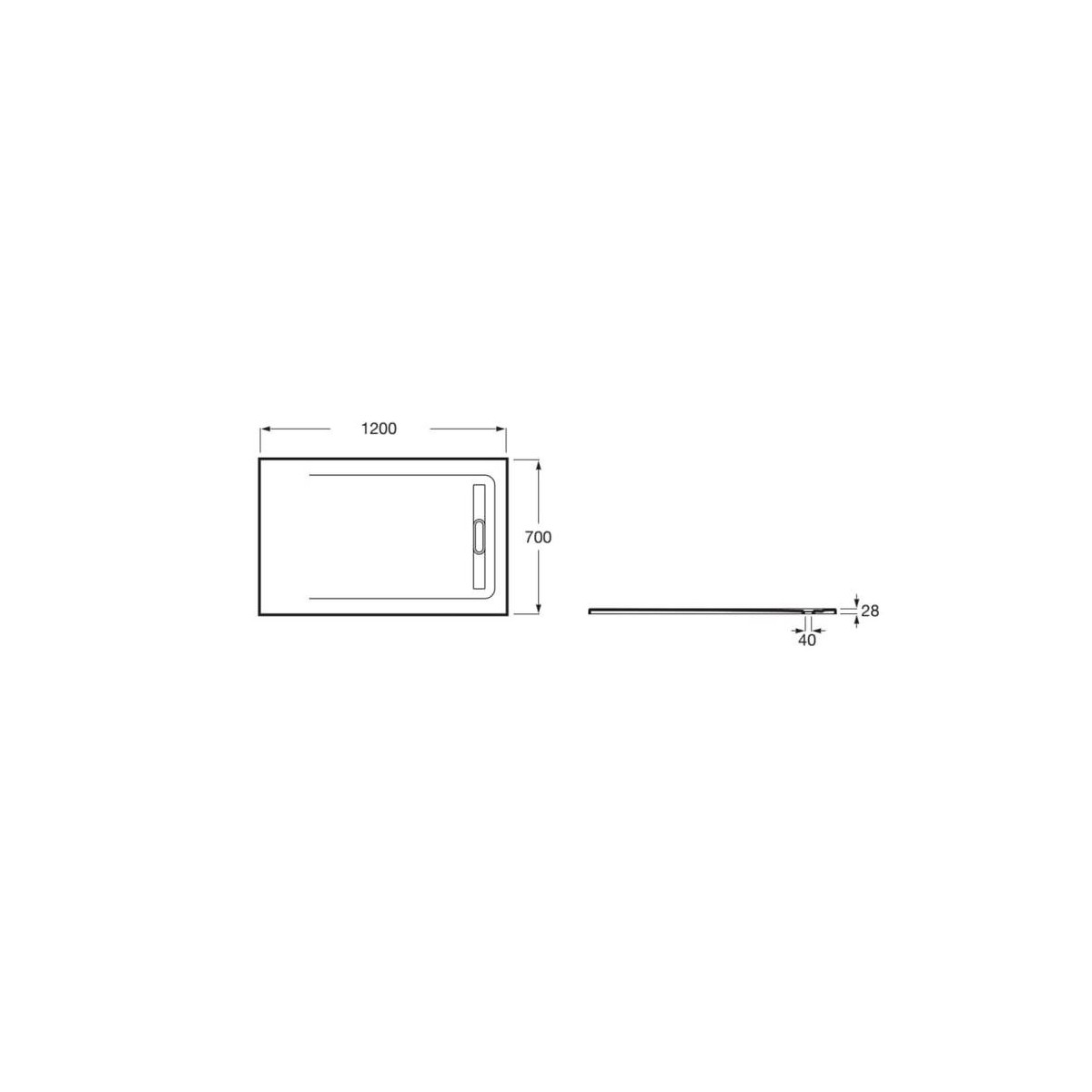 Receveur de douche 1200X700 Noir Aquos - ROCA AP6014B02BC01400 