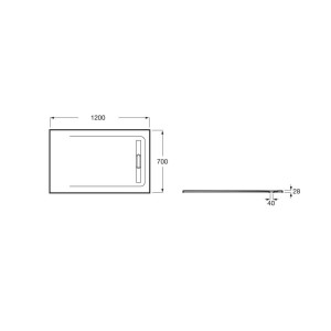 Aquos Receveur Stonex Avec Vidage 1200X700 Perle - ROCA AP6014B02BC01630 