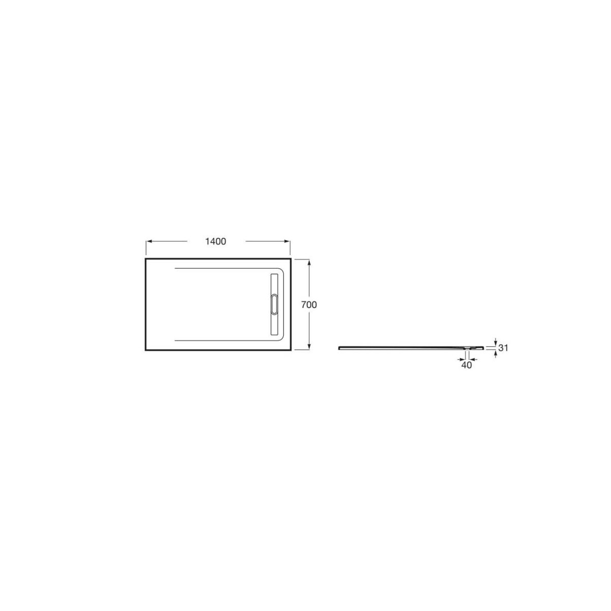 Receveur Stonex Aquos 1400X700 Blanc - ROCA AP6015782BC01100 