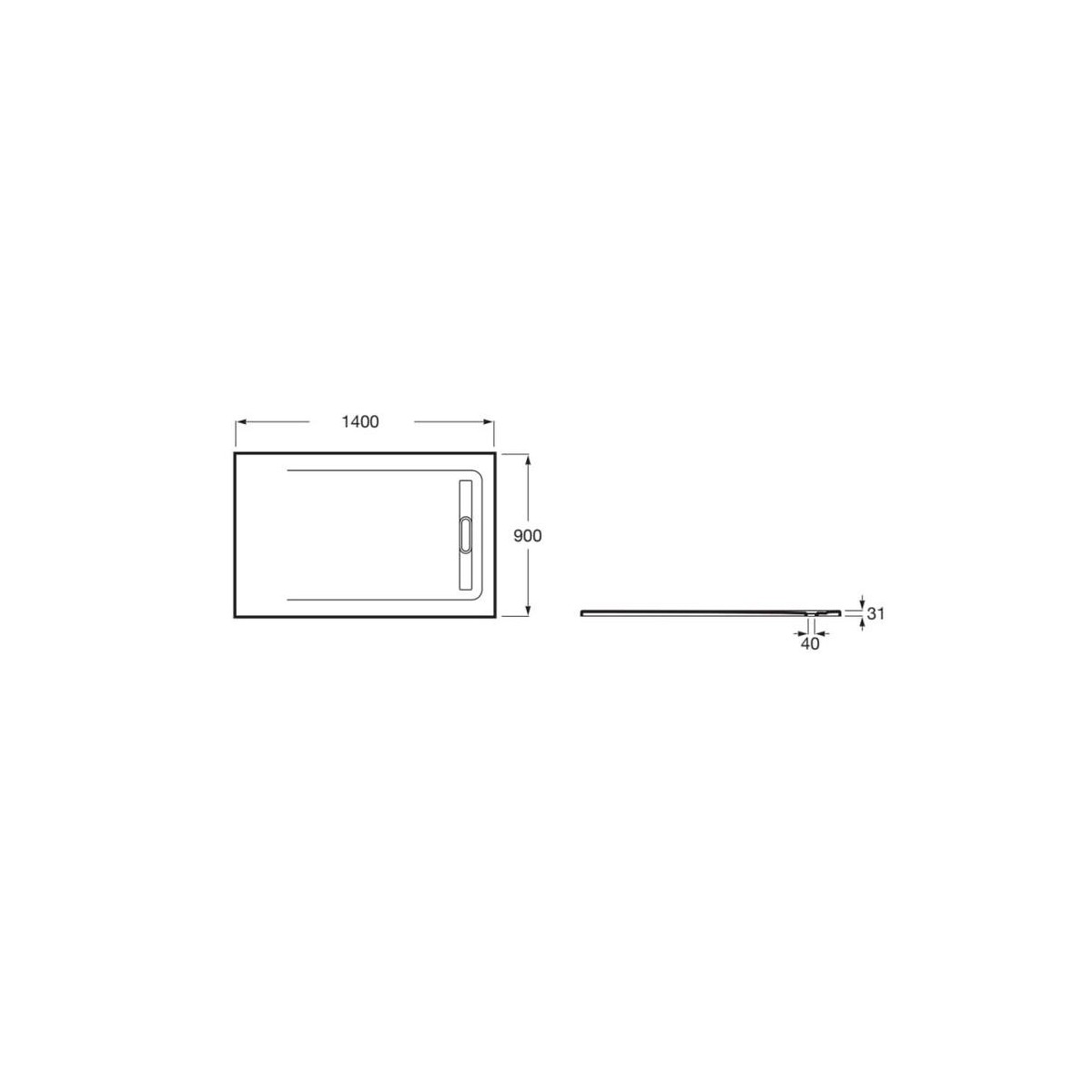 Receveur de douche 1400X900 Blanc Aquos - ROCA AP60157838401100 